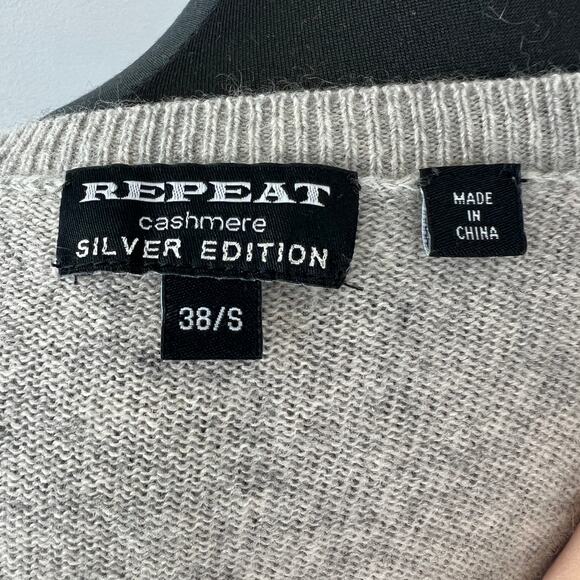 REPEAT Silver Edition Heather Gray S Sweater Cashmere Round Long Sleeve Pullover - Picture 7 of 9